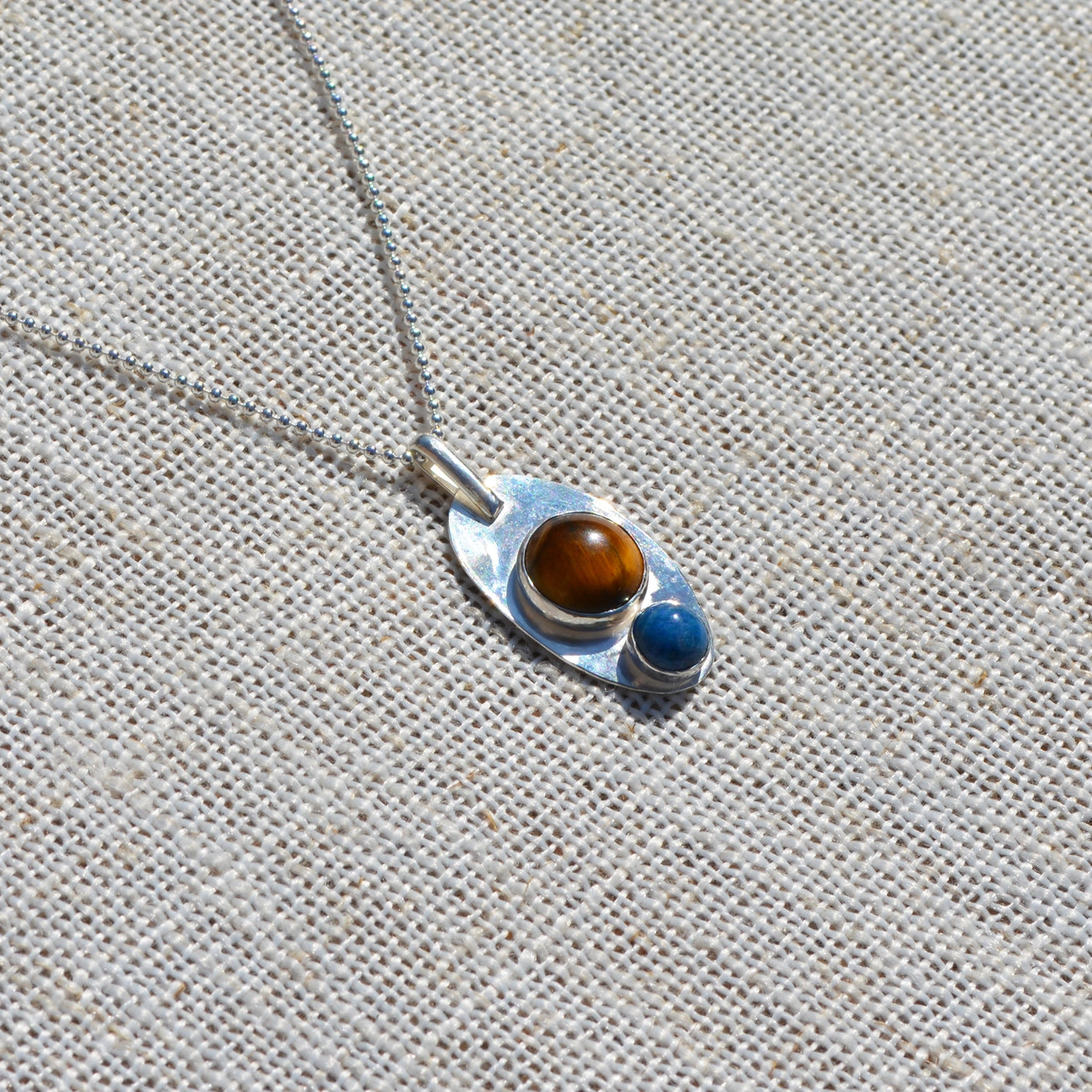 Tiger's Eye & Lapis Pendant Necklace