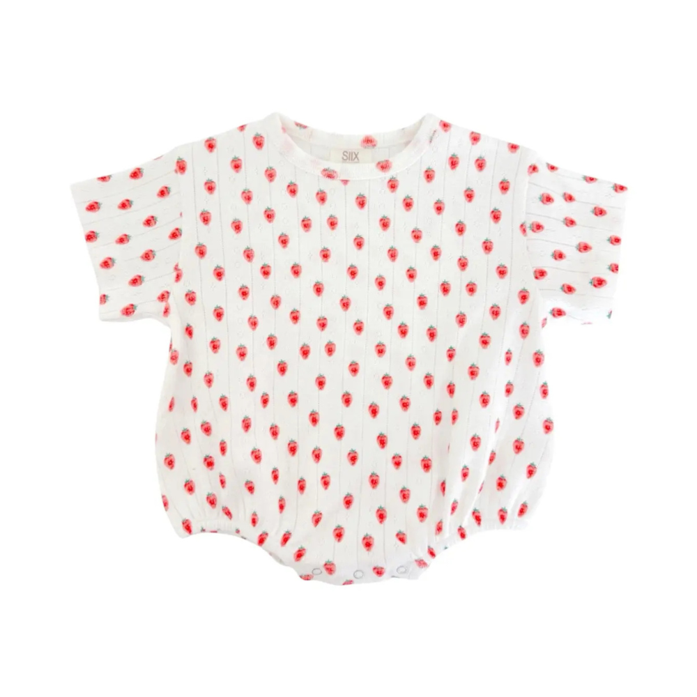 White Strawberry Pointelle Bubble T-Shirt