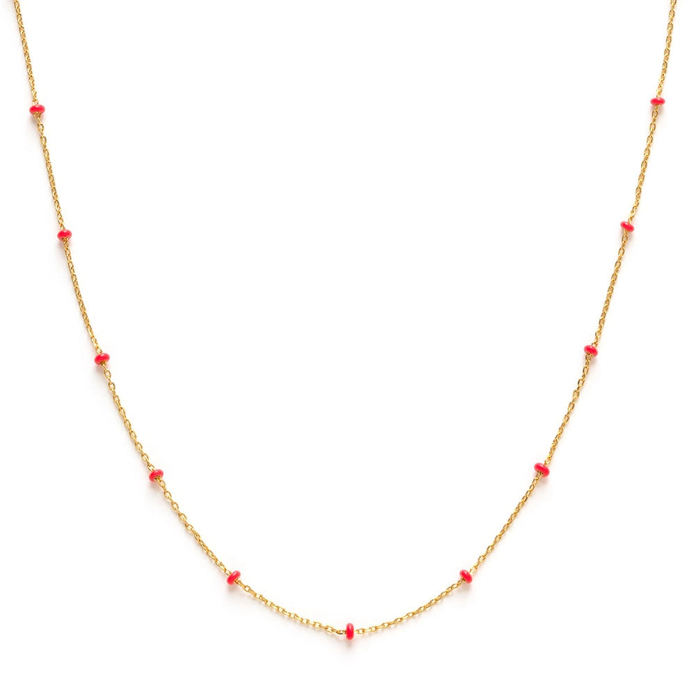 Enamel Beaded Chain Necklace