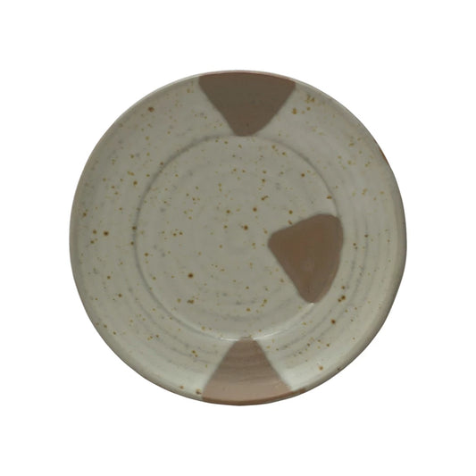 Stoneware Plate with Geometric Pattern