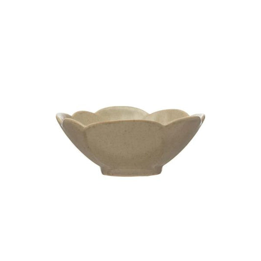 Debossed Stoneware Flower Shaped Bowl