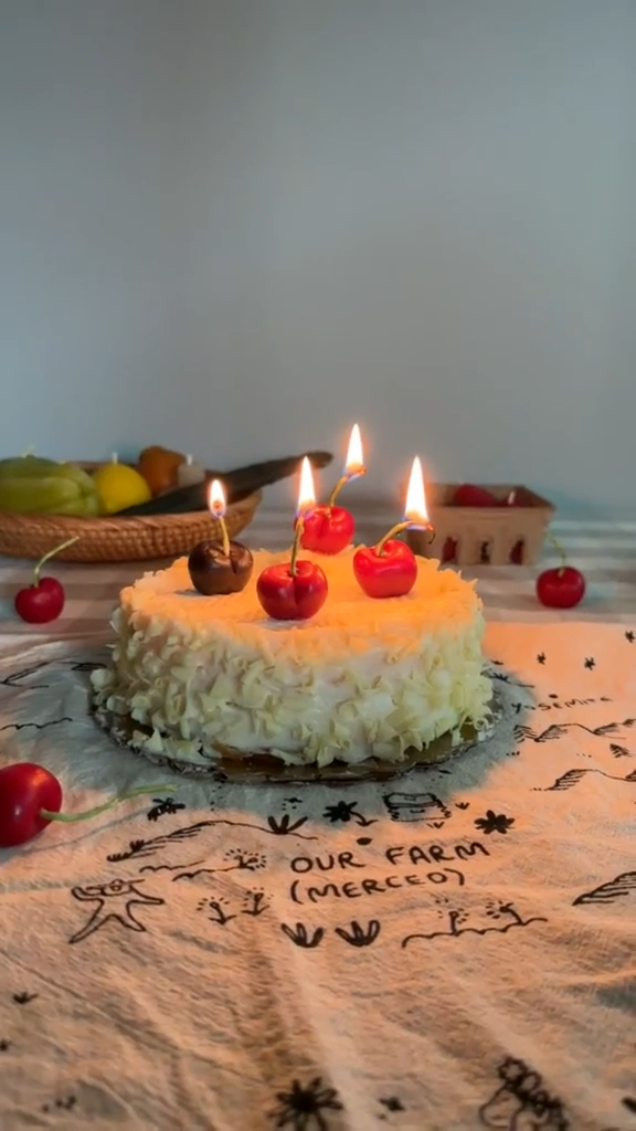 Cherry Beeswax Birthday Candles