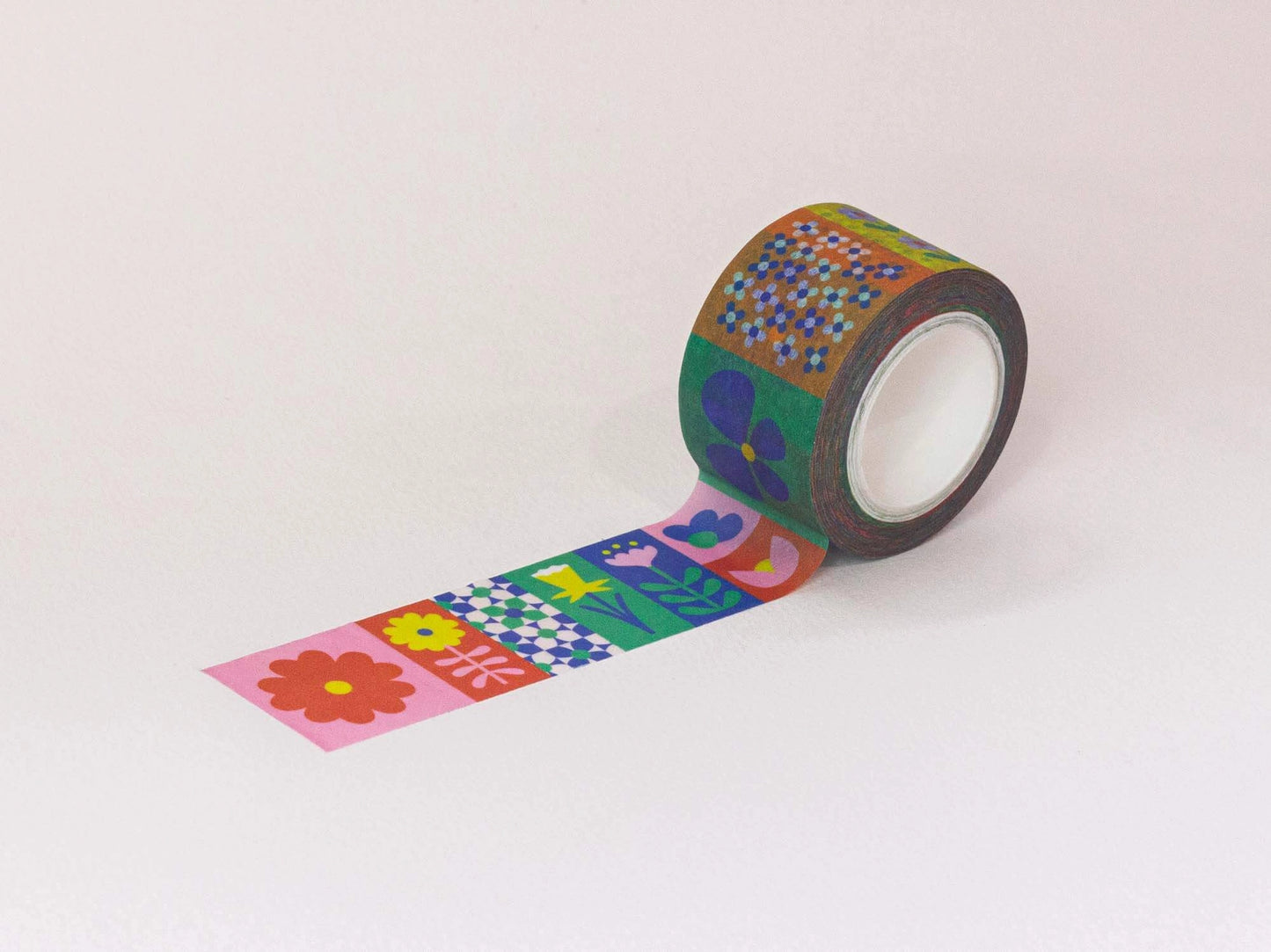 Colorblock Flowers Wide Washi Tape