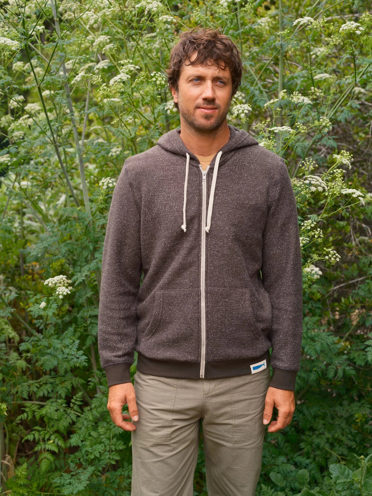 Whale Patch Zip Up in Faded Black