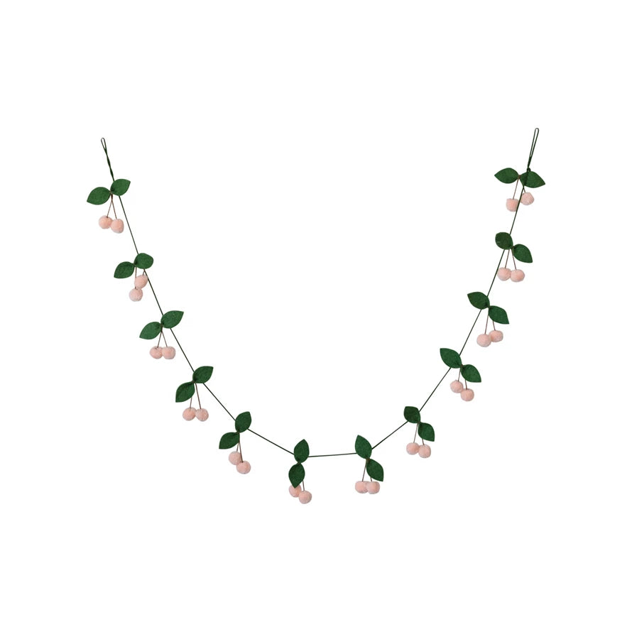 Handmade Wool Felt Cherries Garland