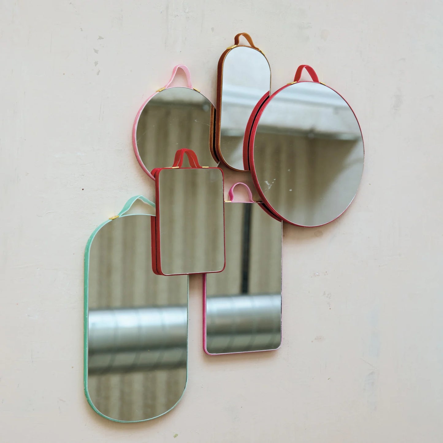 Velvet Framed Wall Mirrors with Hangers.