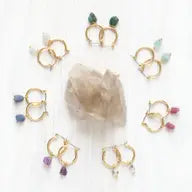 Raw Rough Cut Gemstone Hoops