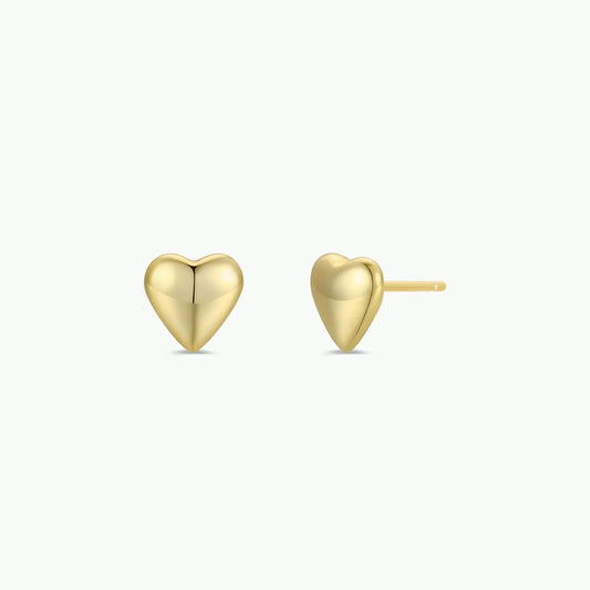 Puffed Gold Heart Earrings