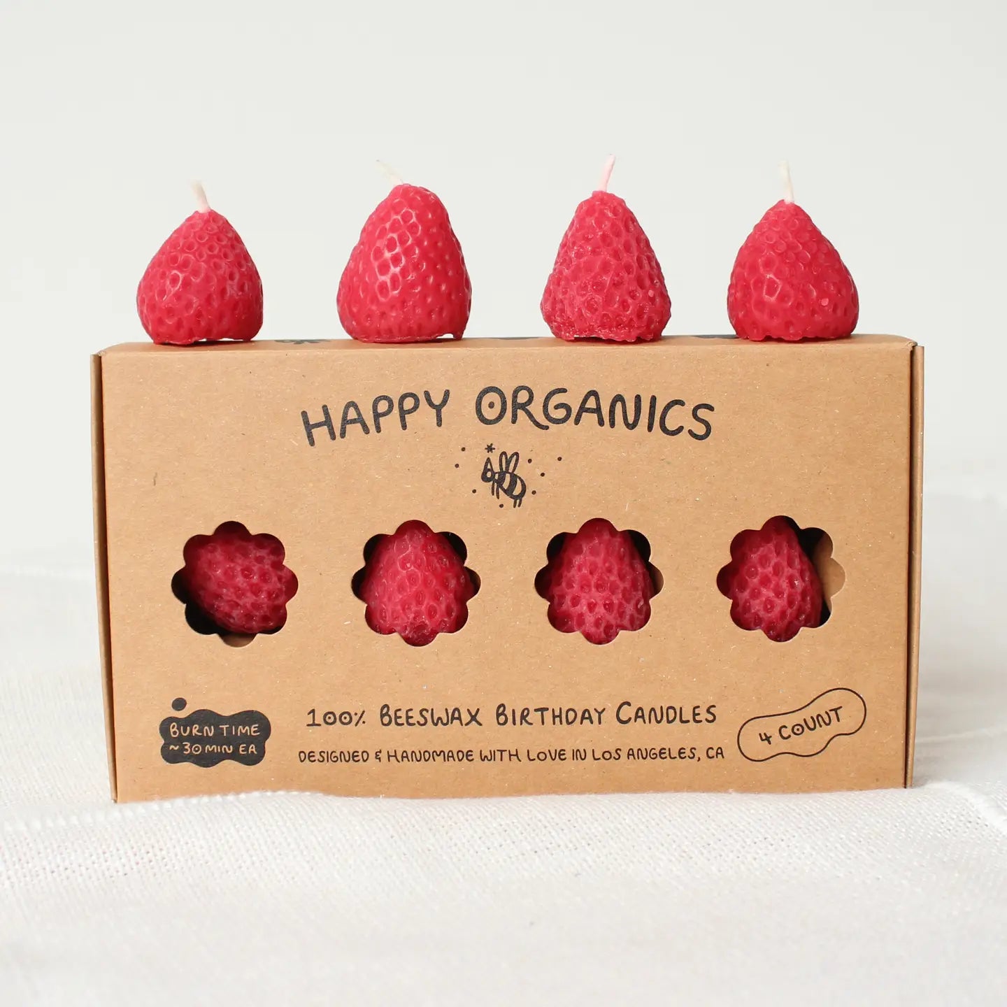 Beeswax Strawberry Birthday Candles