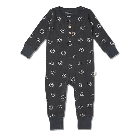 Happy Face Organic Button Romper