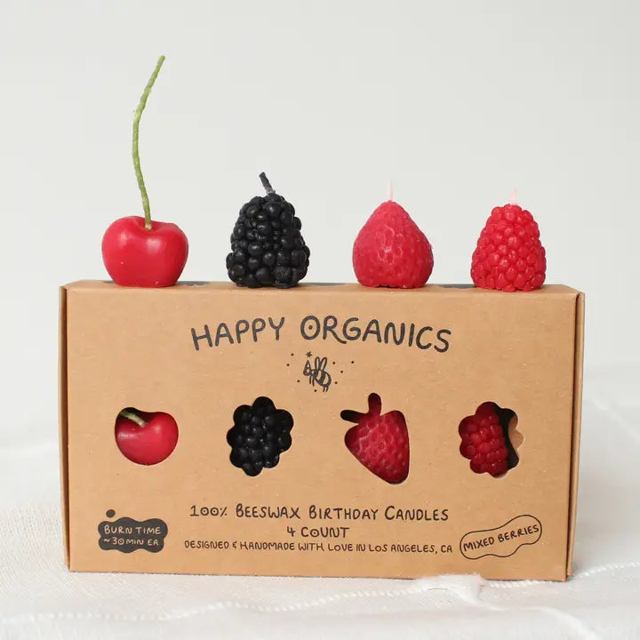 Beeswax Mixed Berry Birthday Candles