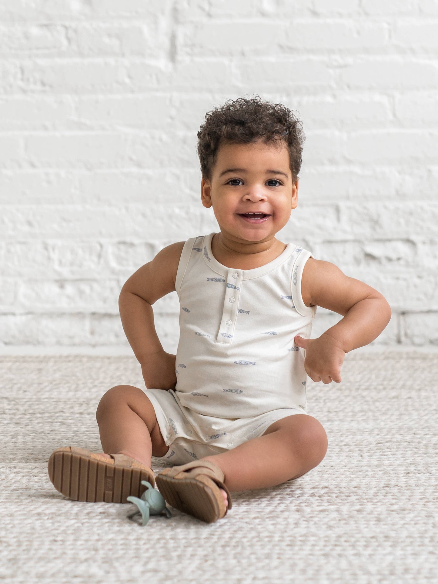 Wave Stripe Organic Baby Nile Romper