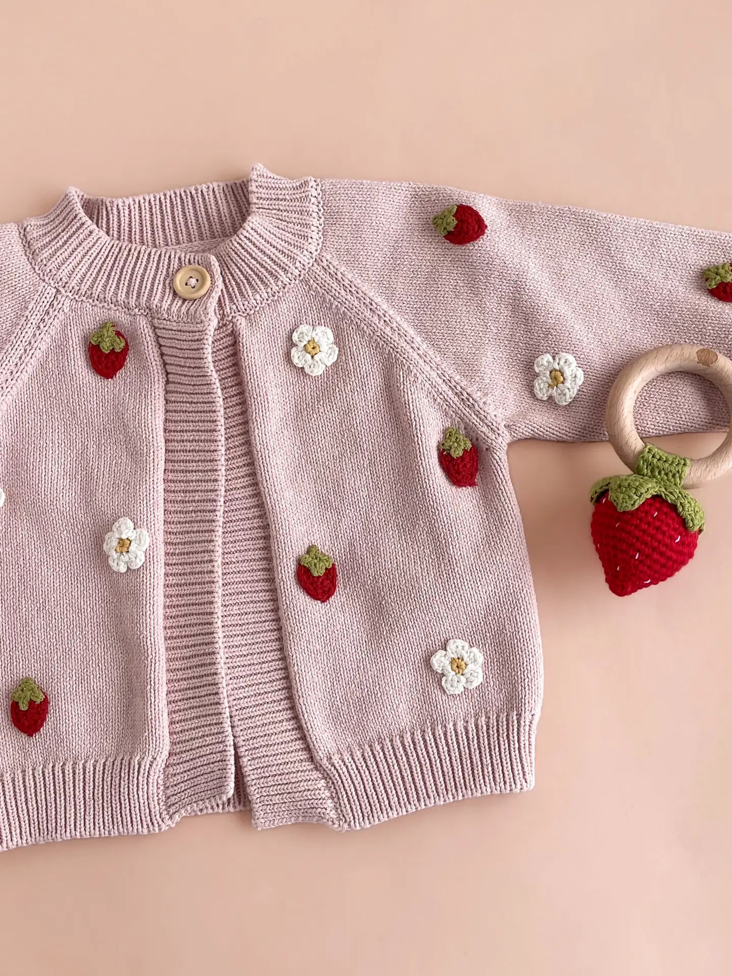 Cotton Strawberry Flower Cardigan