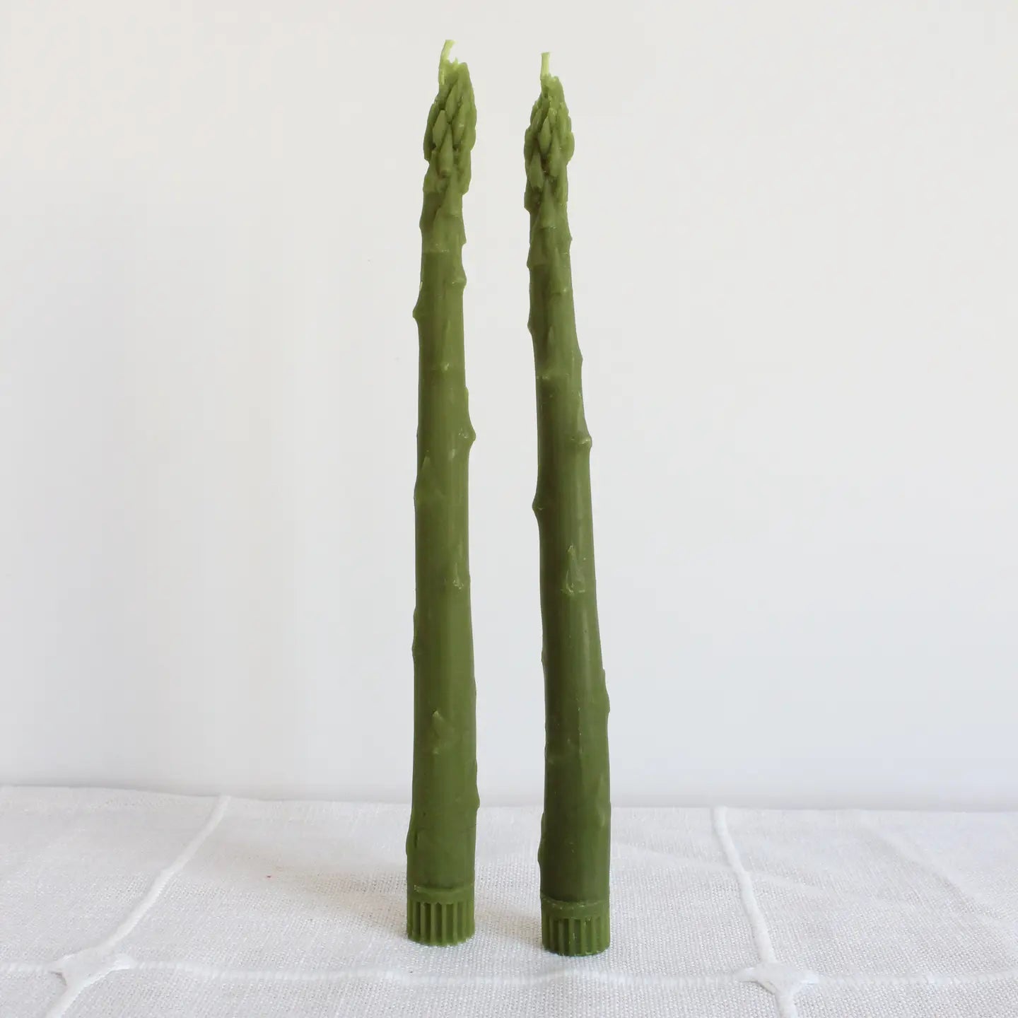 Beeswax Asparagus Candle Taper Pair