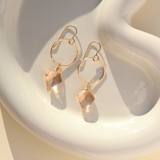 Champagne Quartz Gemstone Drop Earrings 