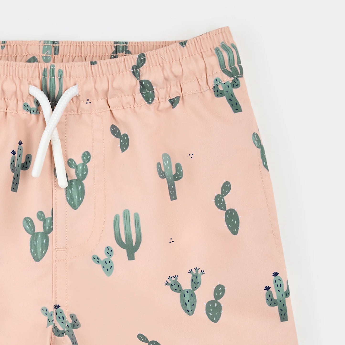 Cactus Print on Coral Swim Trunks
