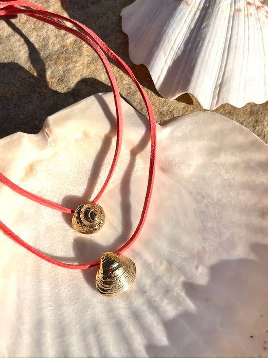 Bronze Mari Sprial Shell Cord Necklace