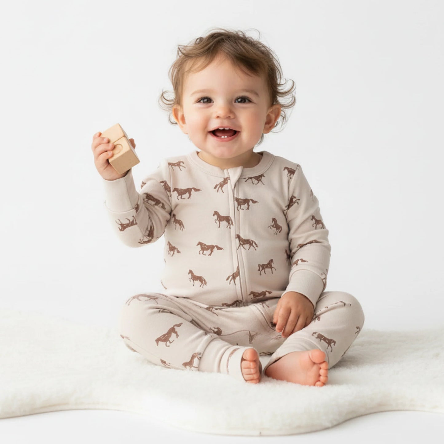 Horses Organic 2-Way Zip Romper