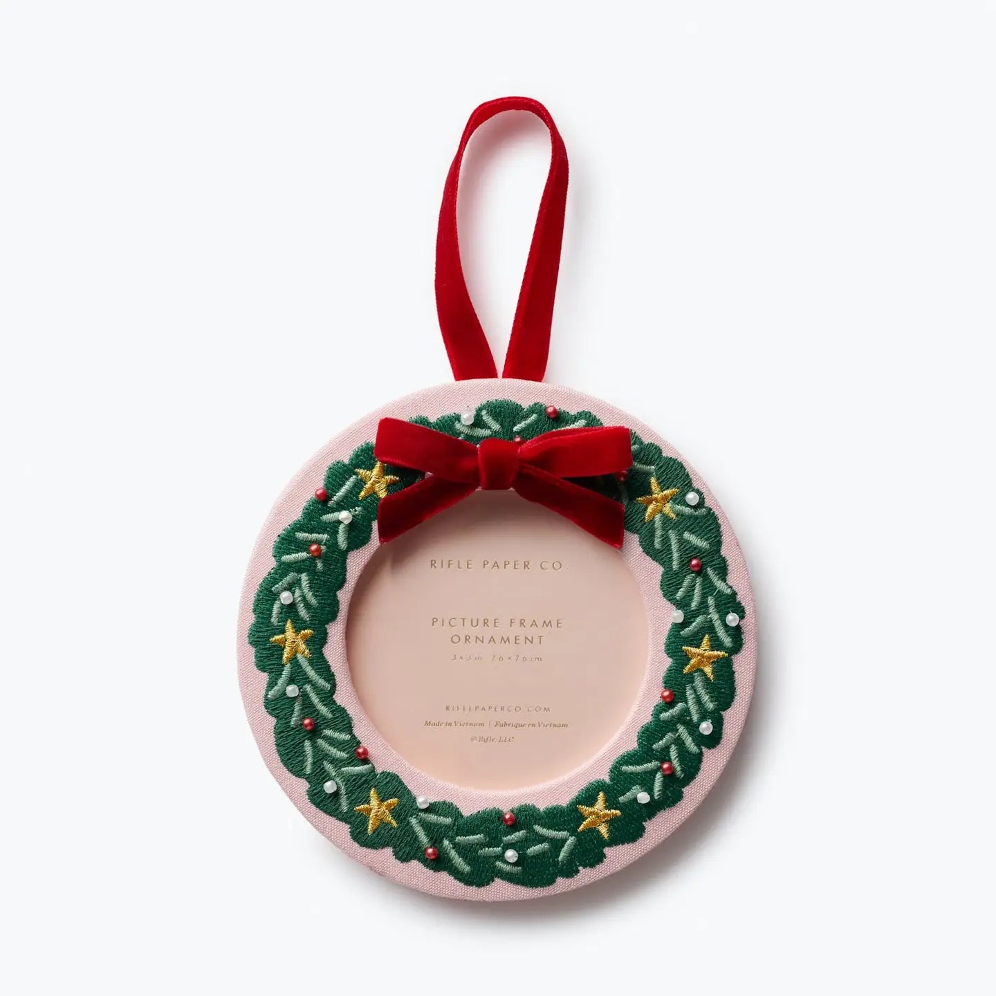 Christmas Wreath Embroidered Frame Ornament