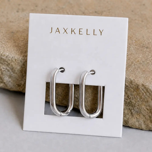 Silver Large Rectangle Hoop