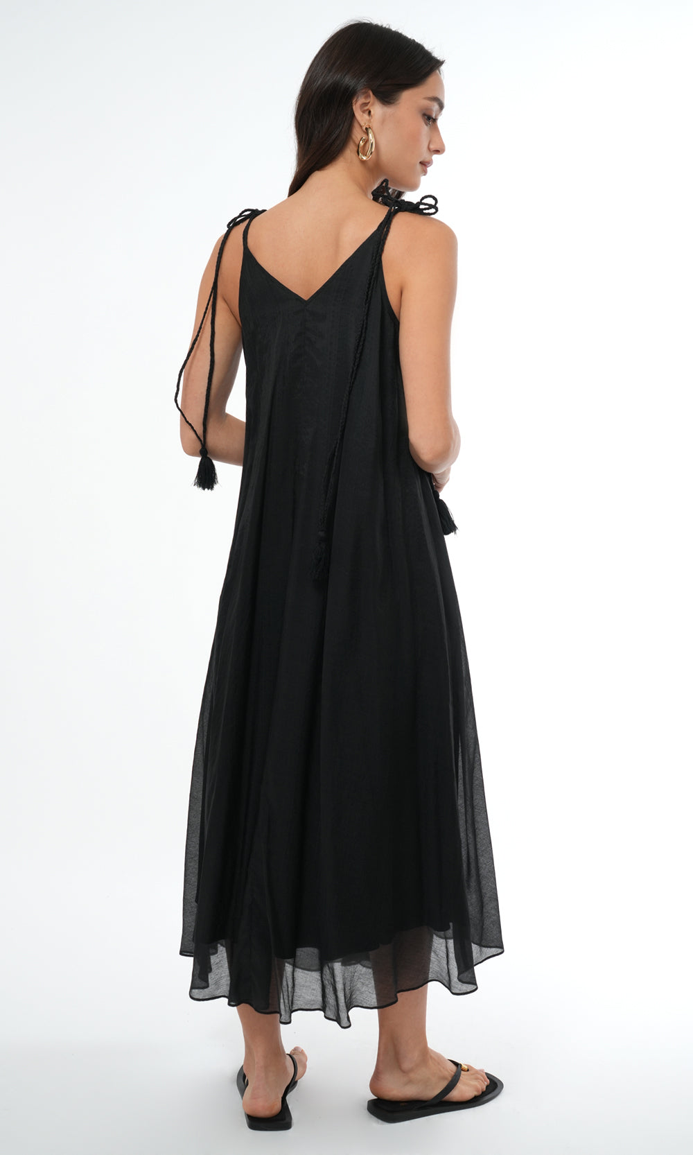 Braided Tassel Strap Midi Dress