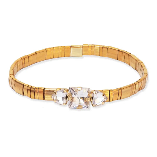 Heart Cz Stretch Tila Bracelet