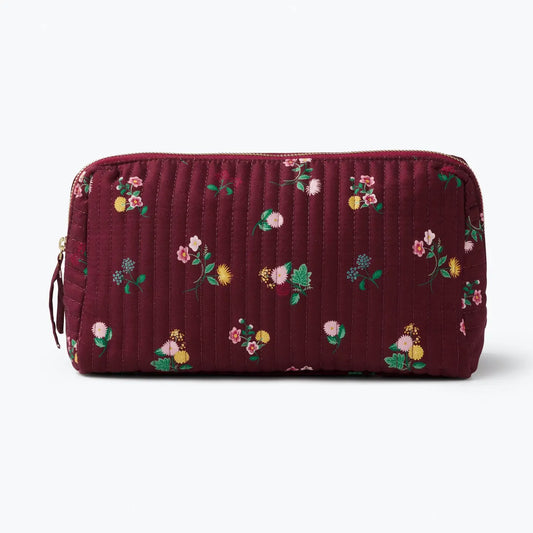 Ditsy Dahlia Quilted Large Cosmetic Pouch