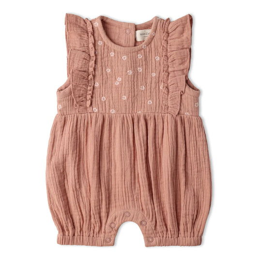 Embroidered Ruffle Romper