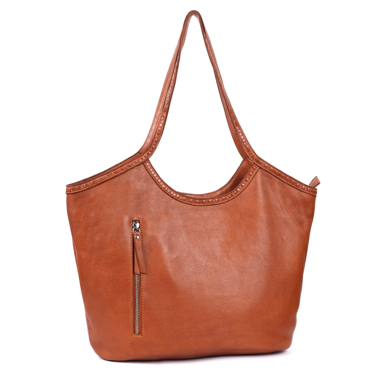 Fina Stain-Washed Leather Tote Bag