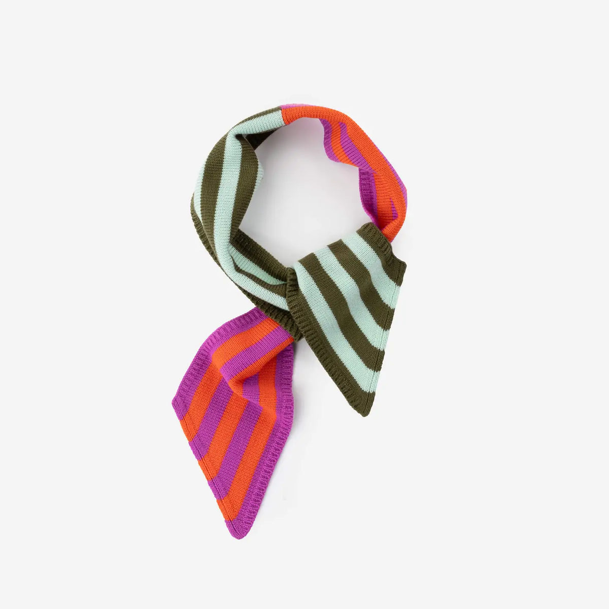 Colorblock Stripe Mini Ribbon Scarf