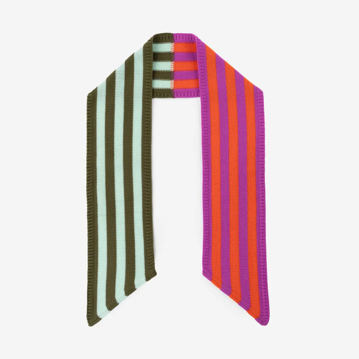 Colorblock Stripe Mini Ribbon Scarf