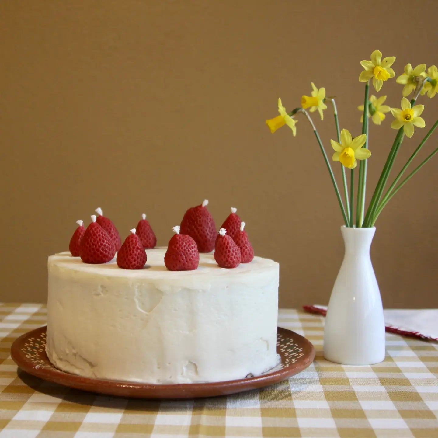 Beeswax Strawberry Birthday Candles