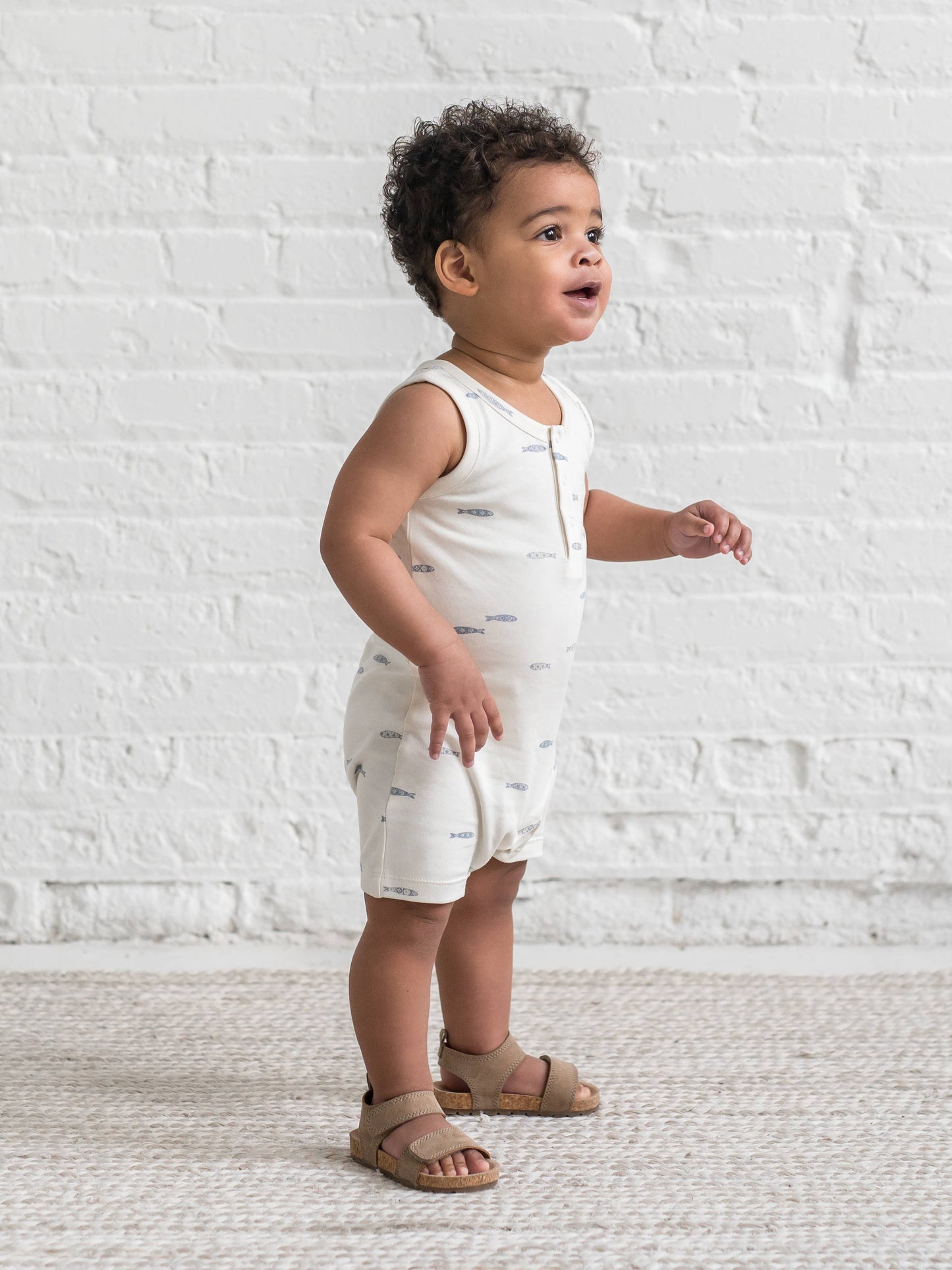 Wave Stripe Organic Baby Nile Romper