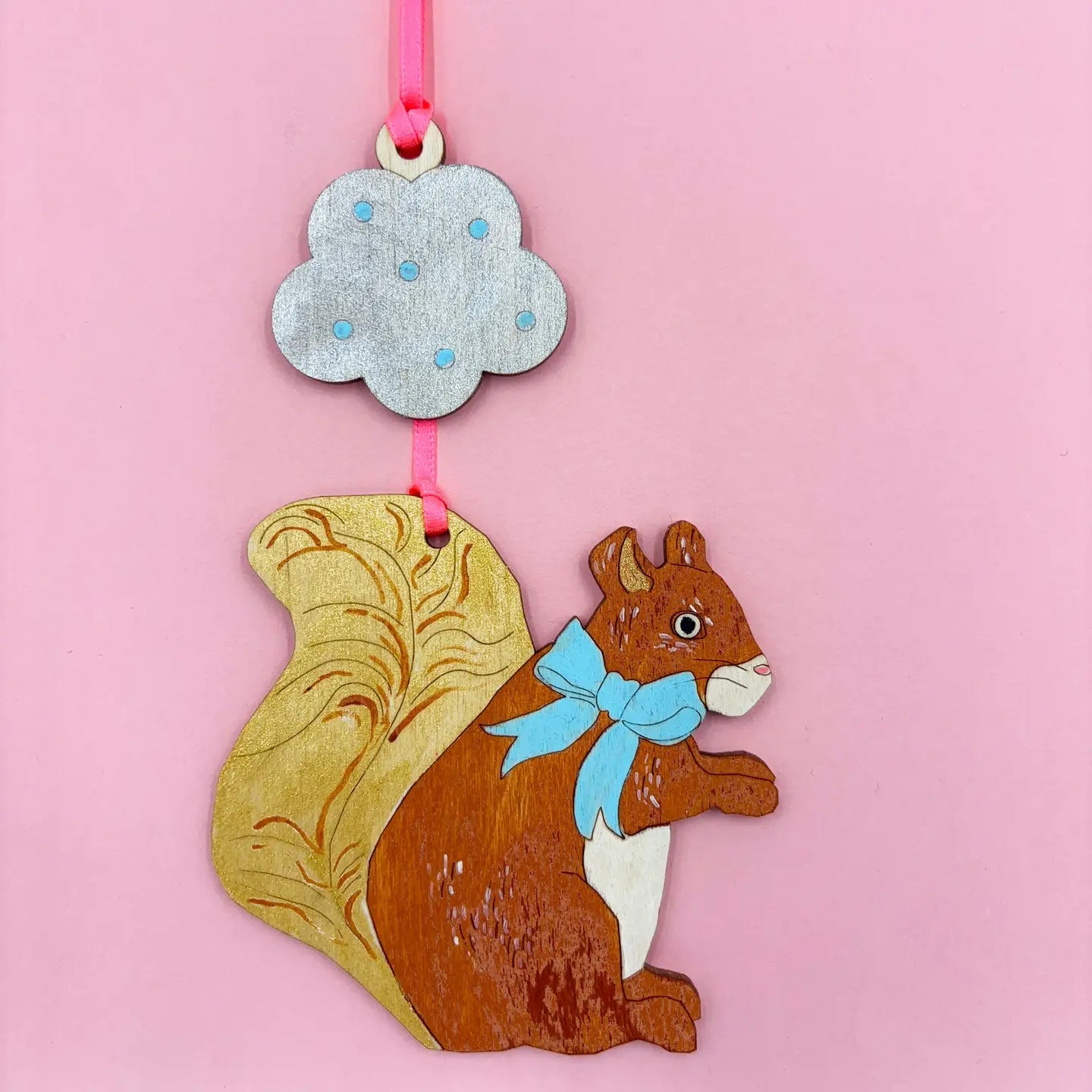 Wooden Squirrel Ornament
