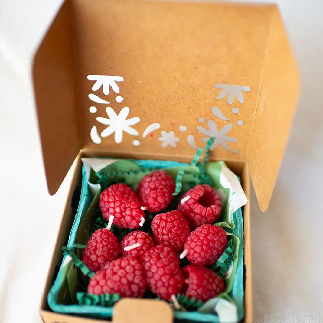 Beeswax Raspberry Birthday Candles