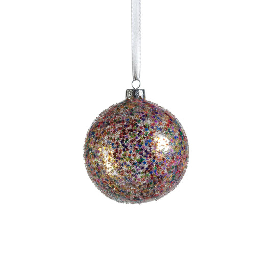 Rainbow Confetti Glass Ornament