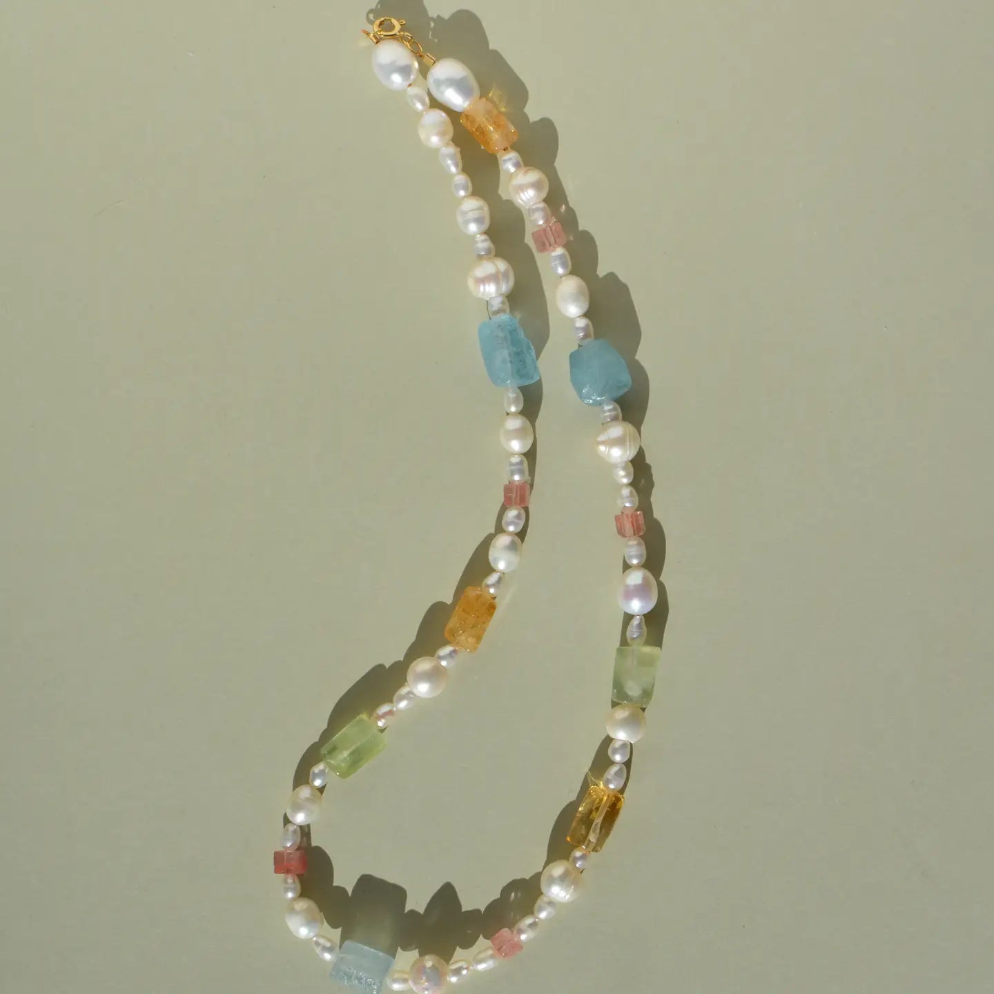 Raw Stone Pearl Necklace
