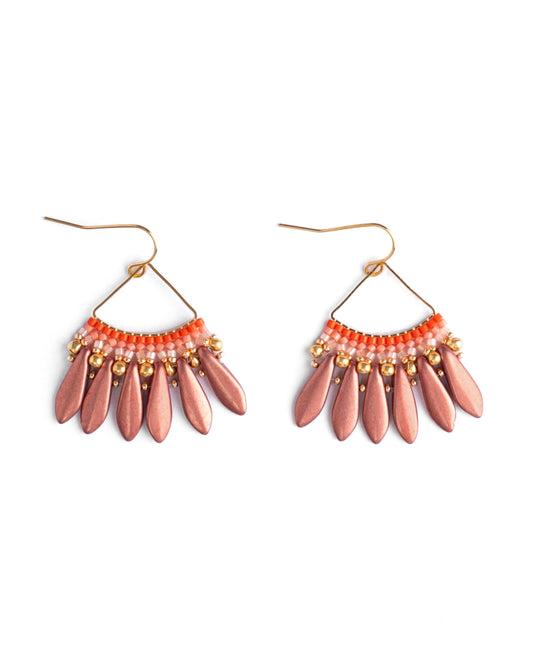 Beaded Handwoven Heirloom Fan Drop Earrings