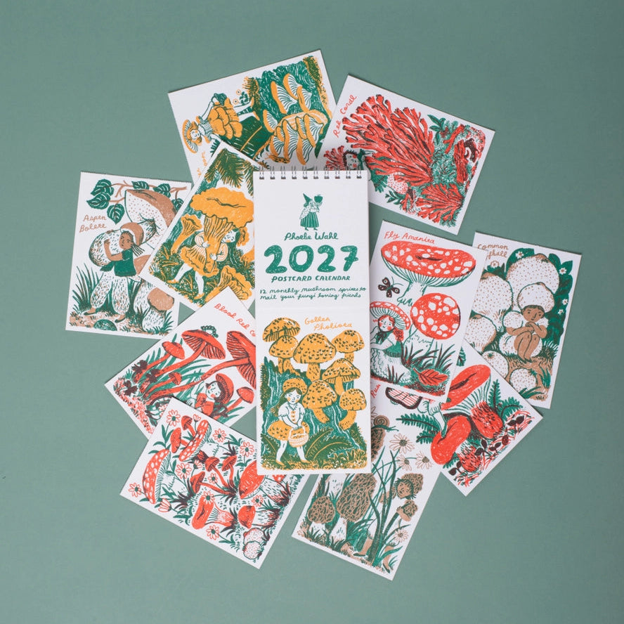 2027 Gnomes & Mushrooms Postcard Wall Calendar