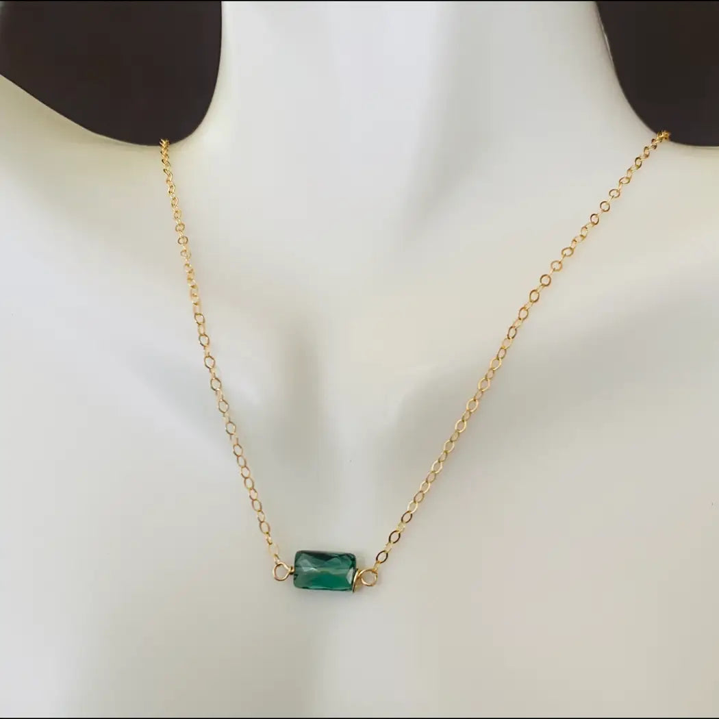 Rectangular Gem in Line Necklace