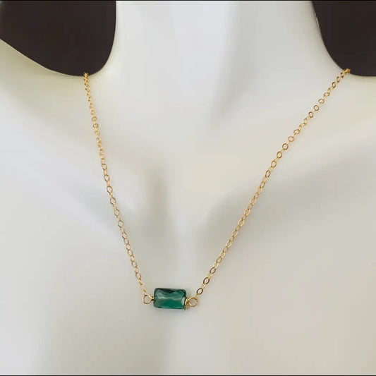 Rectangular Gem in Line Necklace
