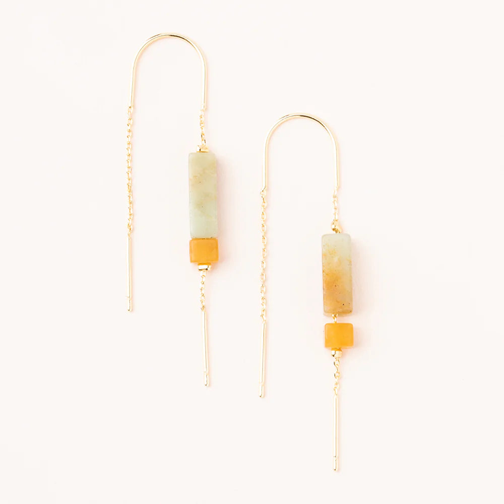Rectangle Stone Thread Earring