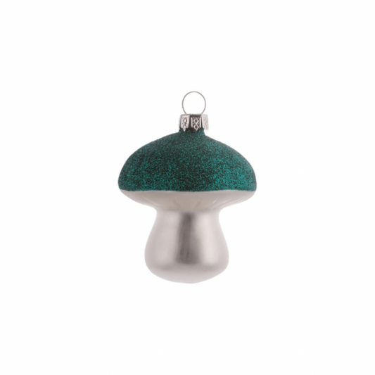 Mushroom Glitter Top Glass Ornament