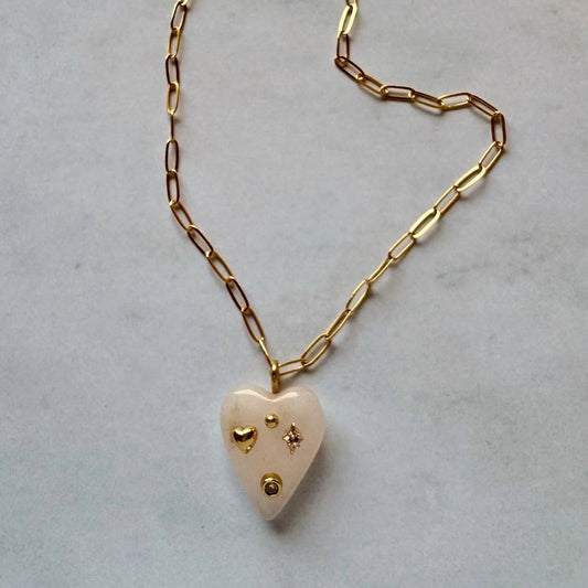 Cordelia Gemstone Heart Pendant Necklace