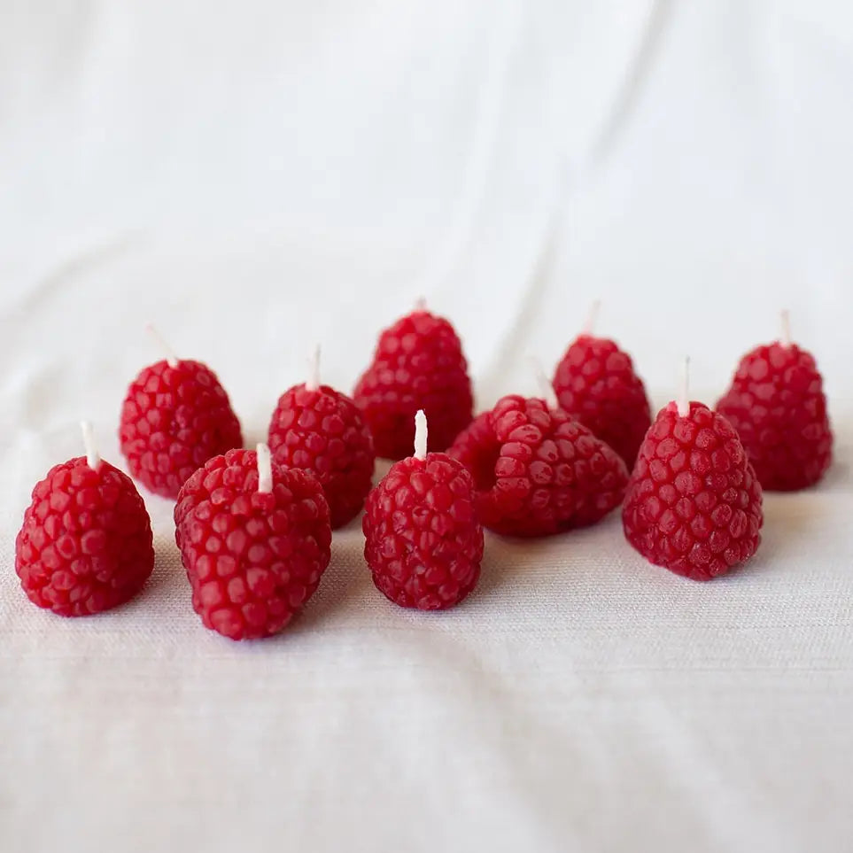 Beeswax Raspberry Birthday Candles