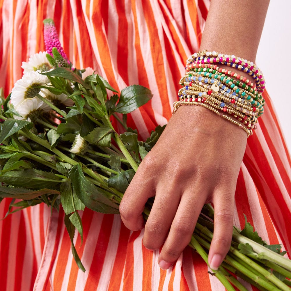 Ashley Small Crystal Gold Stretch Bracelet