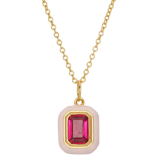Amour Toujours Emerald Cut Ruby Necklace