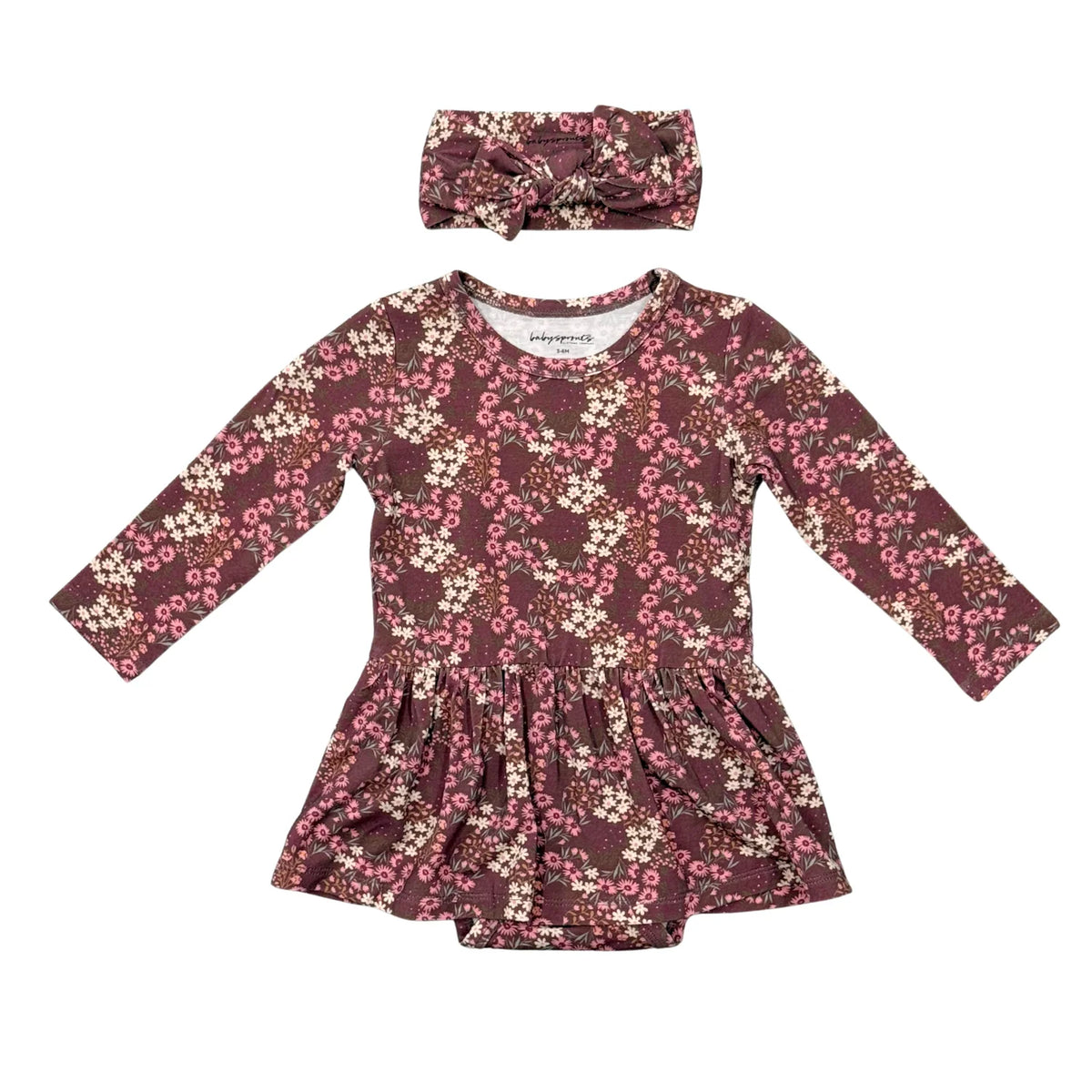 Cluster Garden Floral Long Sleeve Bodysuit Dress Set