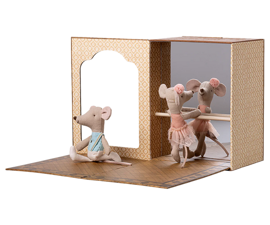 Ballet mice in dance studio, Little sister & brother