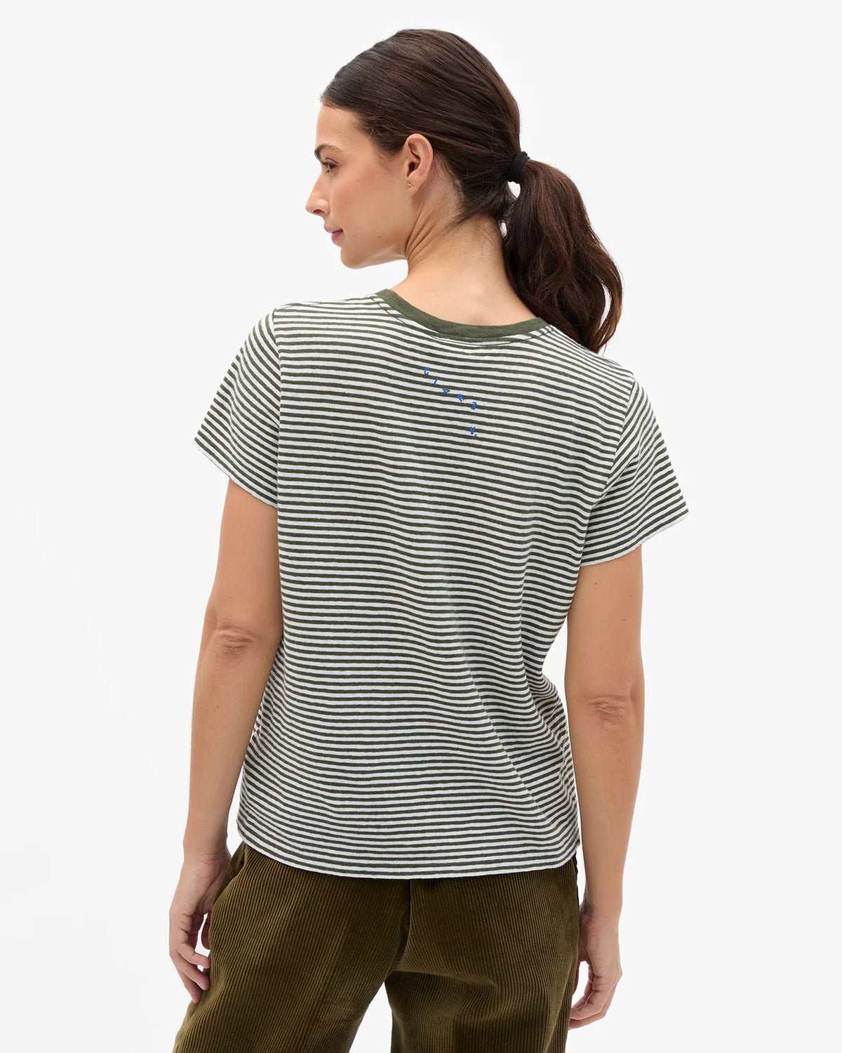 Army & Cream Strip Oui Classic Tee